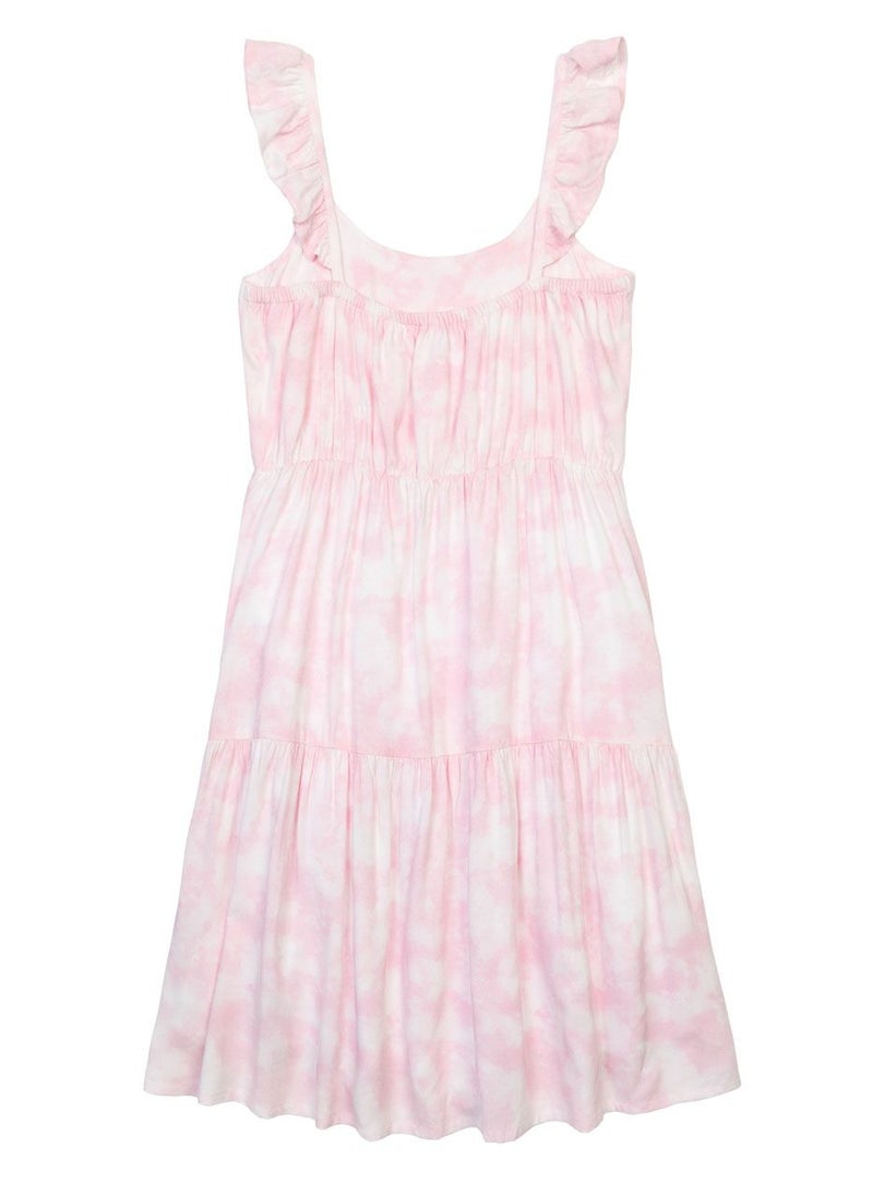MINOTI Girls tie dye dress frilled straps light pink - Image 3